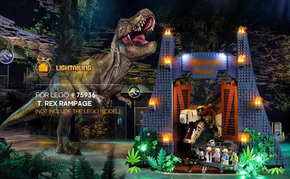 Новий Light kit Lego 75936 Jurassic Park: T. rex Rampage