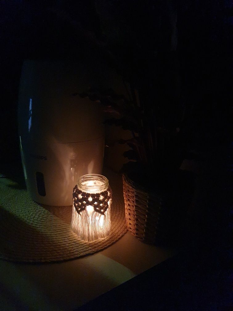 Lampion świecznik wazon makrama boho