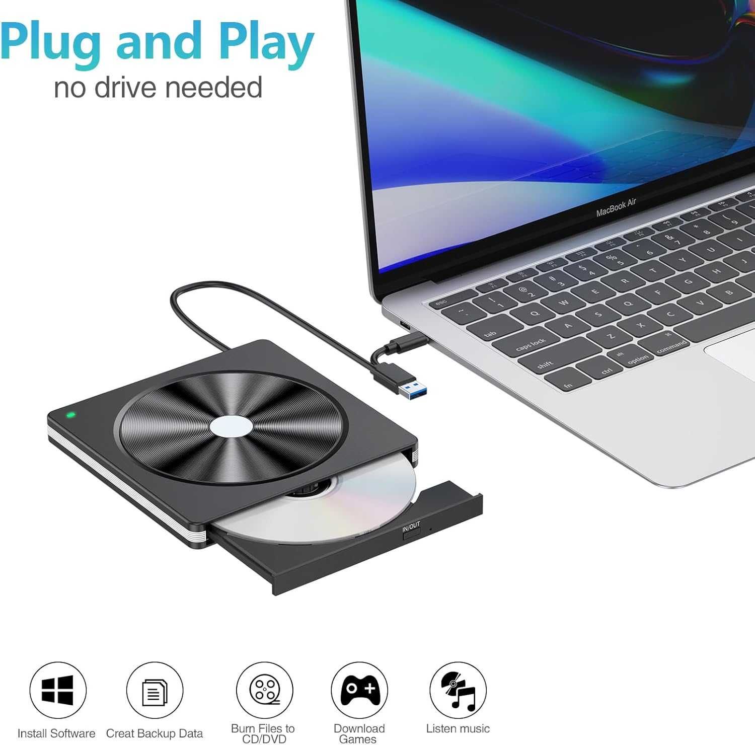 Zewnętrzny napęd CD DVD do laptopa