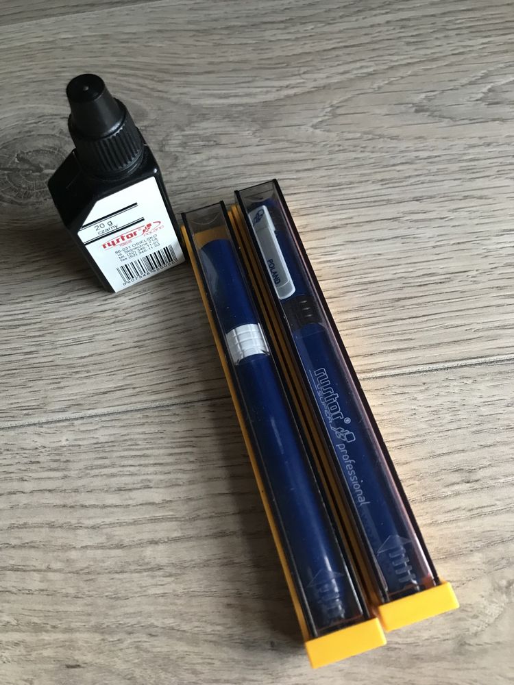 Rapidograf 0.25 i 0.5 + tusz czarny 20g