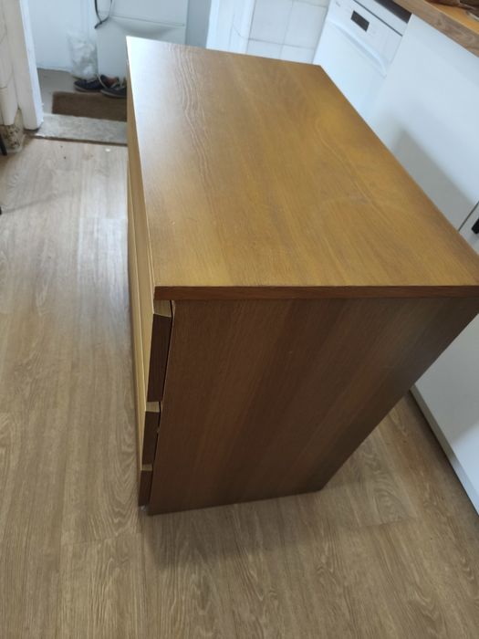 MALM Cómoda c/3 gavetas, chapa de carvalho