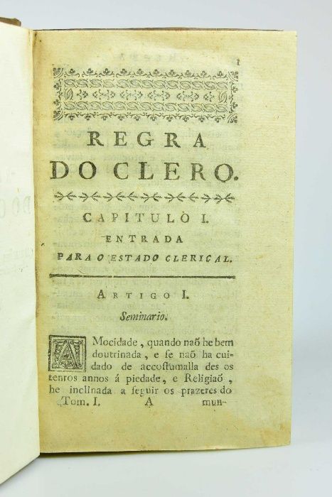 Livro ano 1788 Regra do Clero