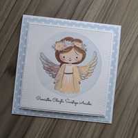 Personalizowana kartka na Chrzest z Aniołem Stróżem