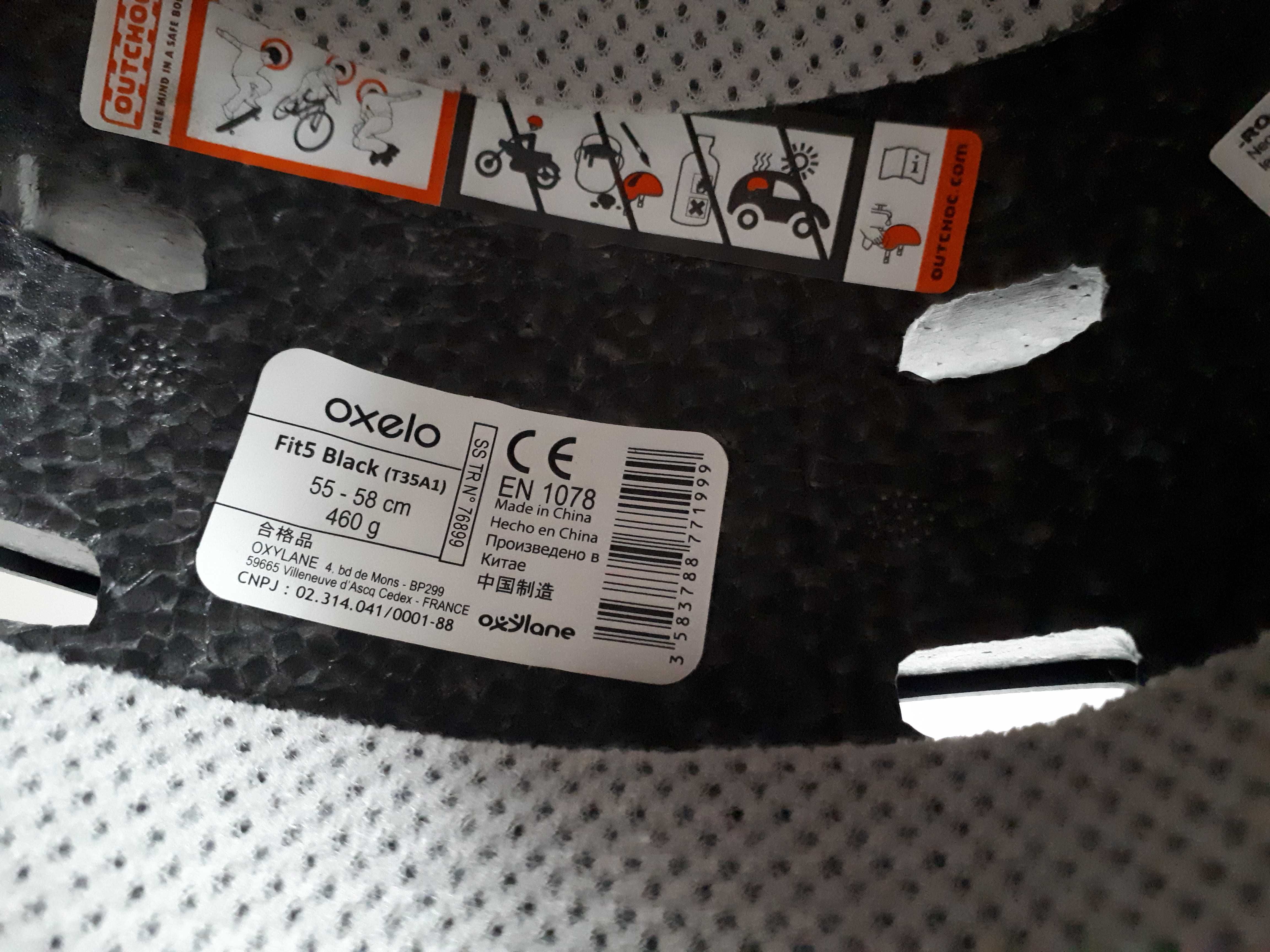 kask Oxelo Decathlon 55 - 58 cm czarny na rower wrotki deskorolkę