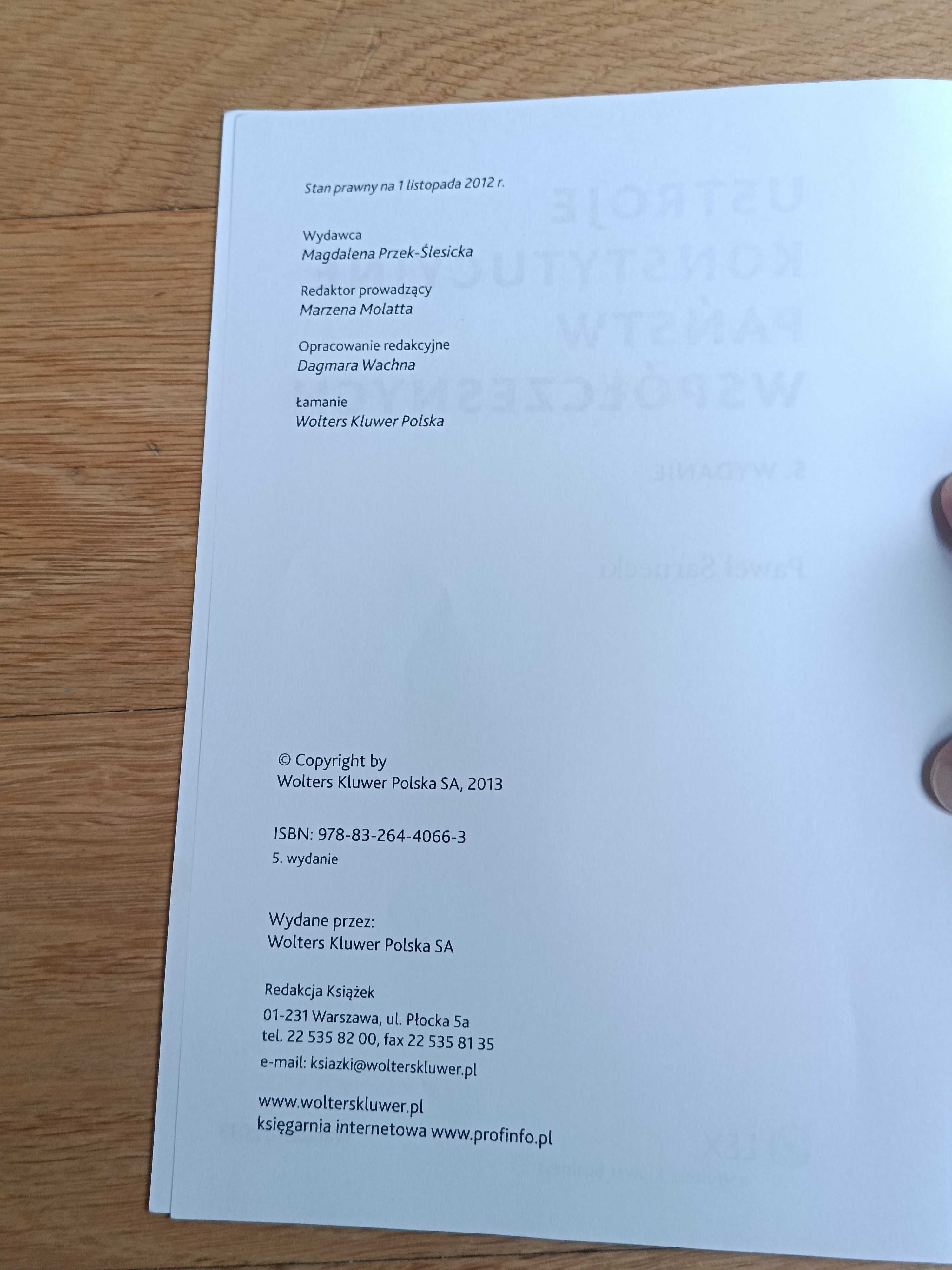 Ustroje konstytucyjne państw współczesnych Wolters Kluwer
