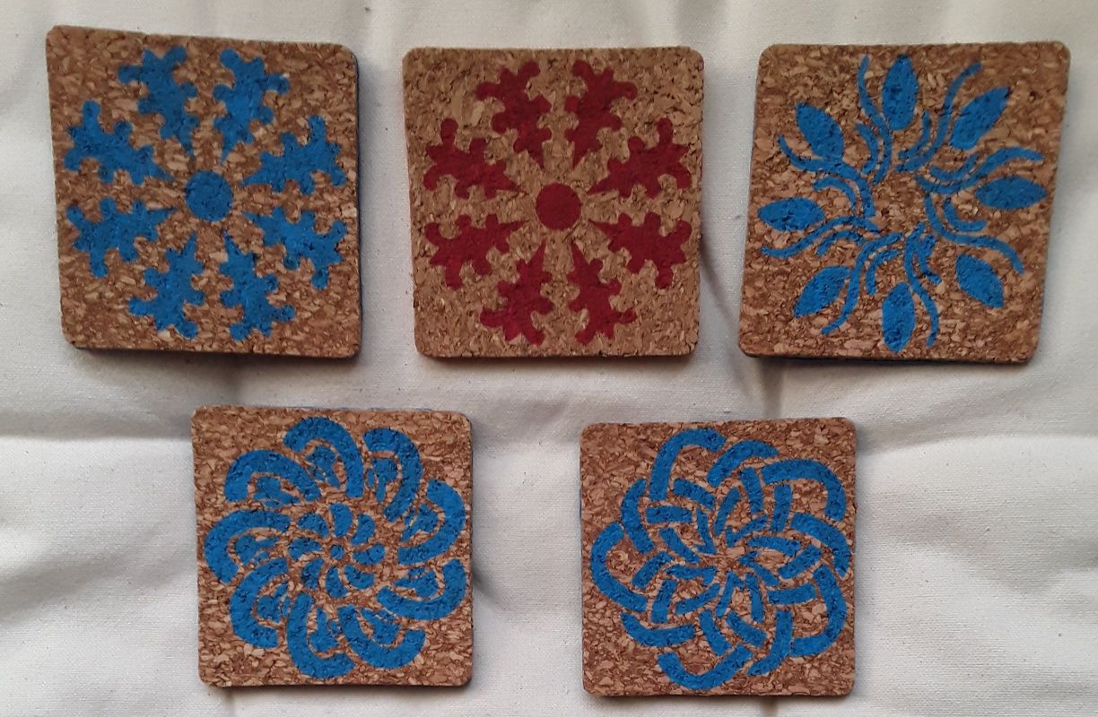 Bases para copos artesanais em cortiça