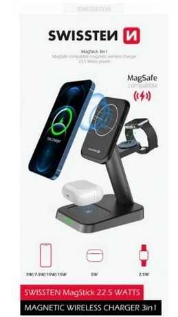 SWISSTEN BEZPRZEWODOWA ŁADOWARKA 3w1 22,5W (kompatybilna z MagSafe),