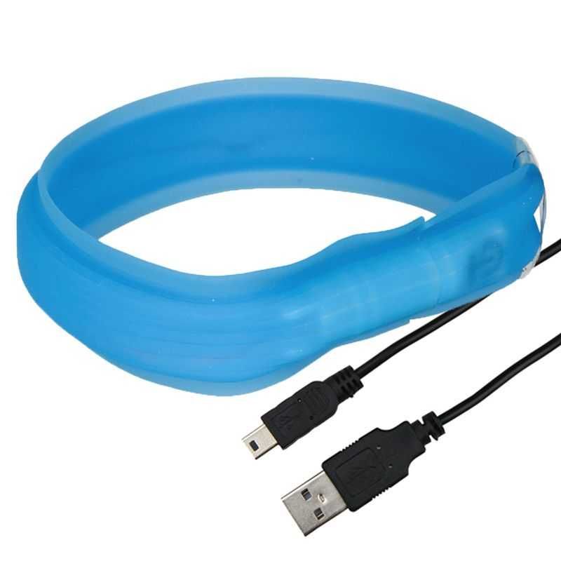 Obroża LED Trixie USB Flash, długa sierść XL niebieska