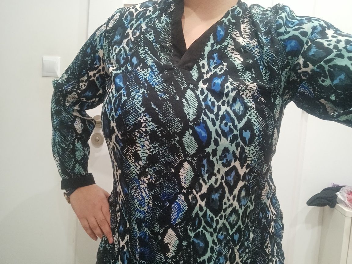 Elegancka bluzka z długim rękawem wężowy wzór 42 XL