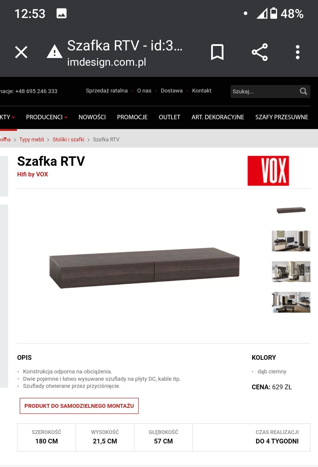 Szafka rtv VOX HIFI, komoda niska