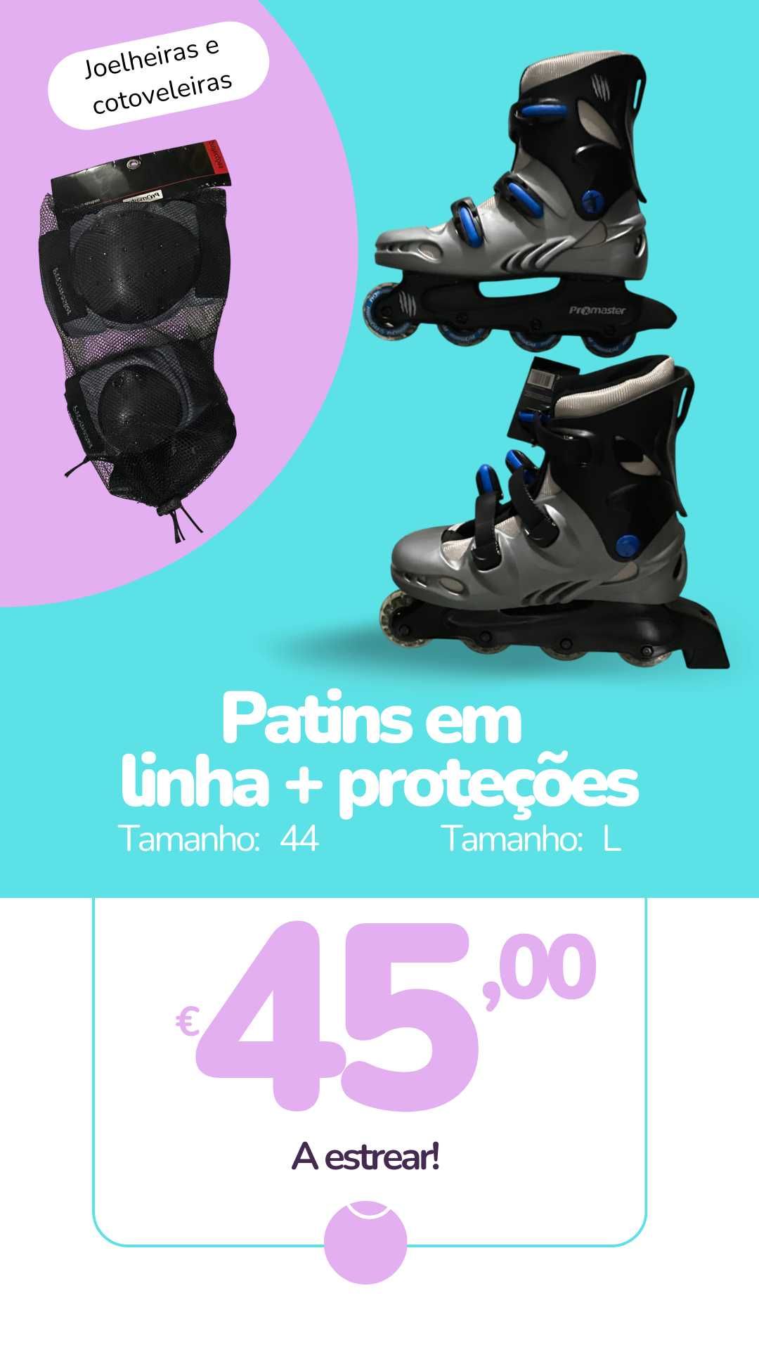 Patins em linha + Proteções