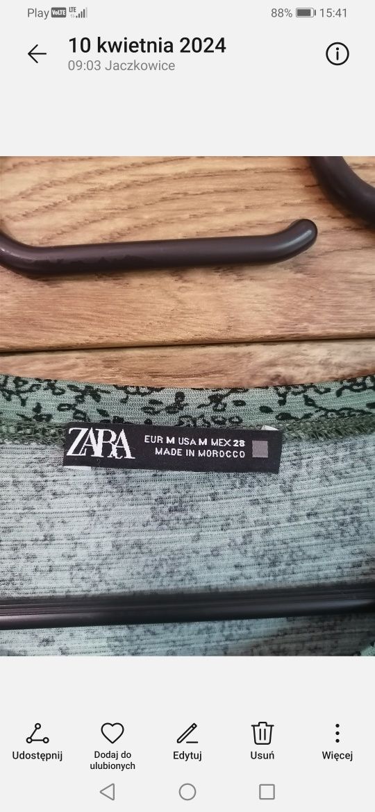 Zielona midi sukienka w kwiatuszki ZARA