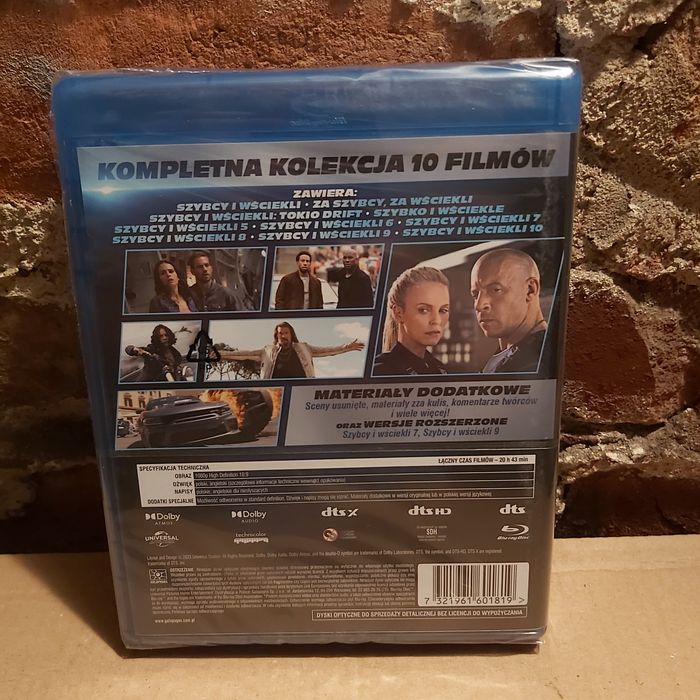 Zestaw Szybcy i Wściekli blu-ray 10 części