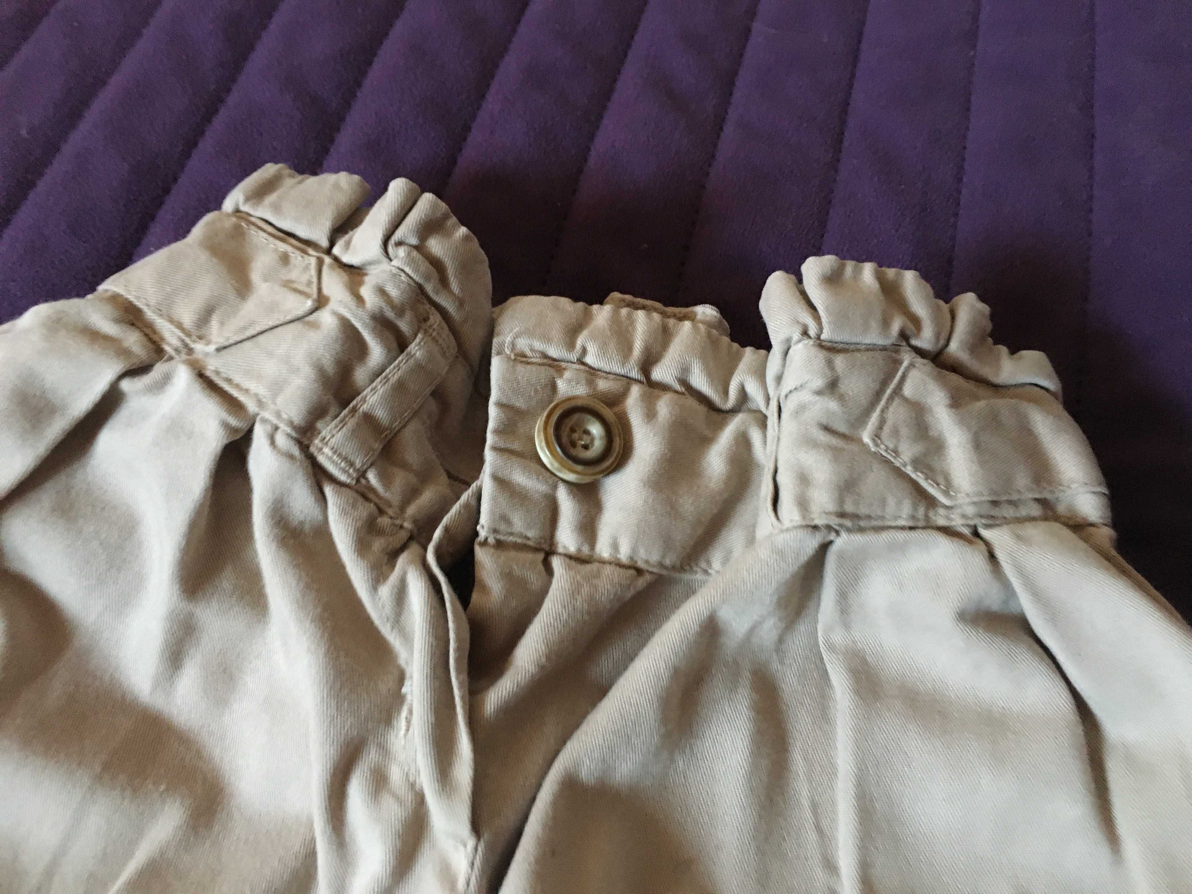 Eleganckie beżowe spodnie dla chłopca r 86 Zara Baby