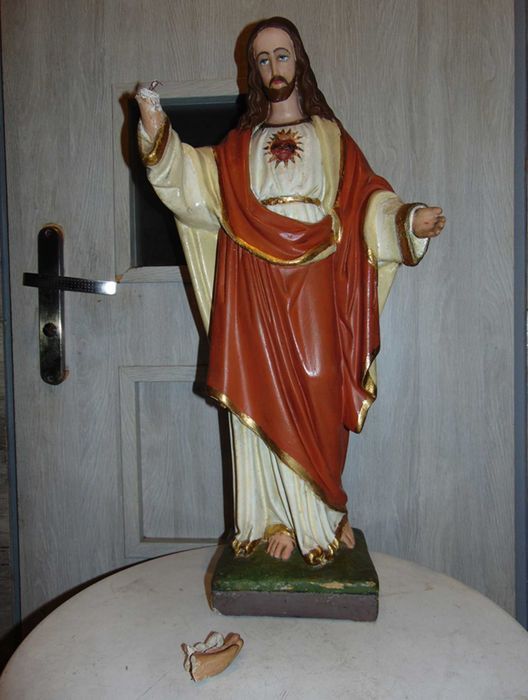Przedwojenna figura gipsowa Pan Jezus,wys.68 cm.