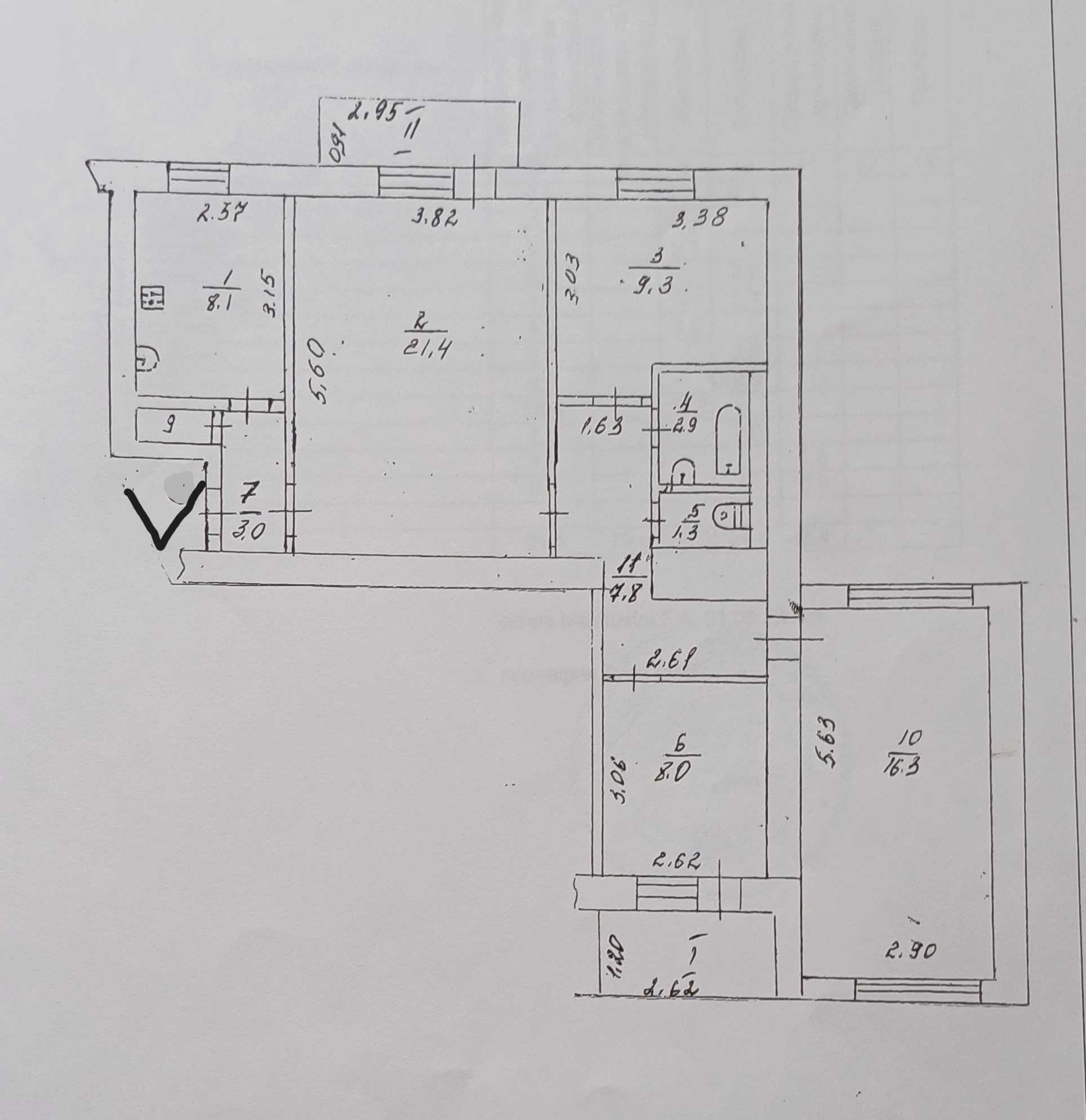 4кімн квартира,центр,цегляний будинок