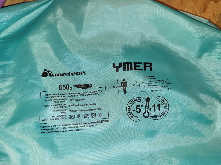 Śpiwór Meteor Ymer 160cm 650g