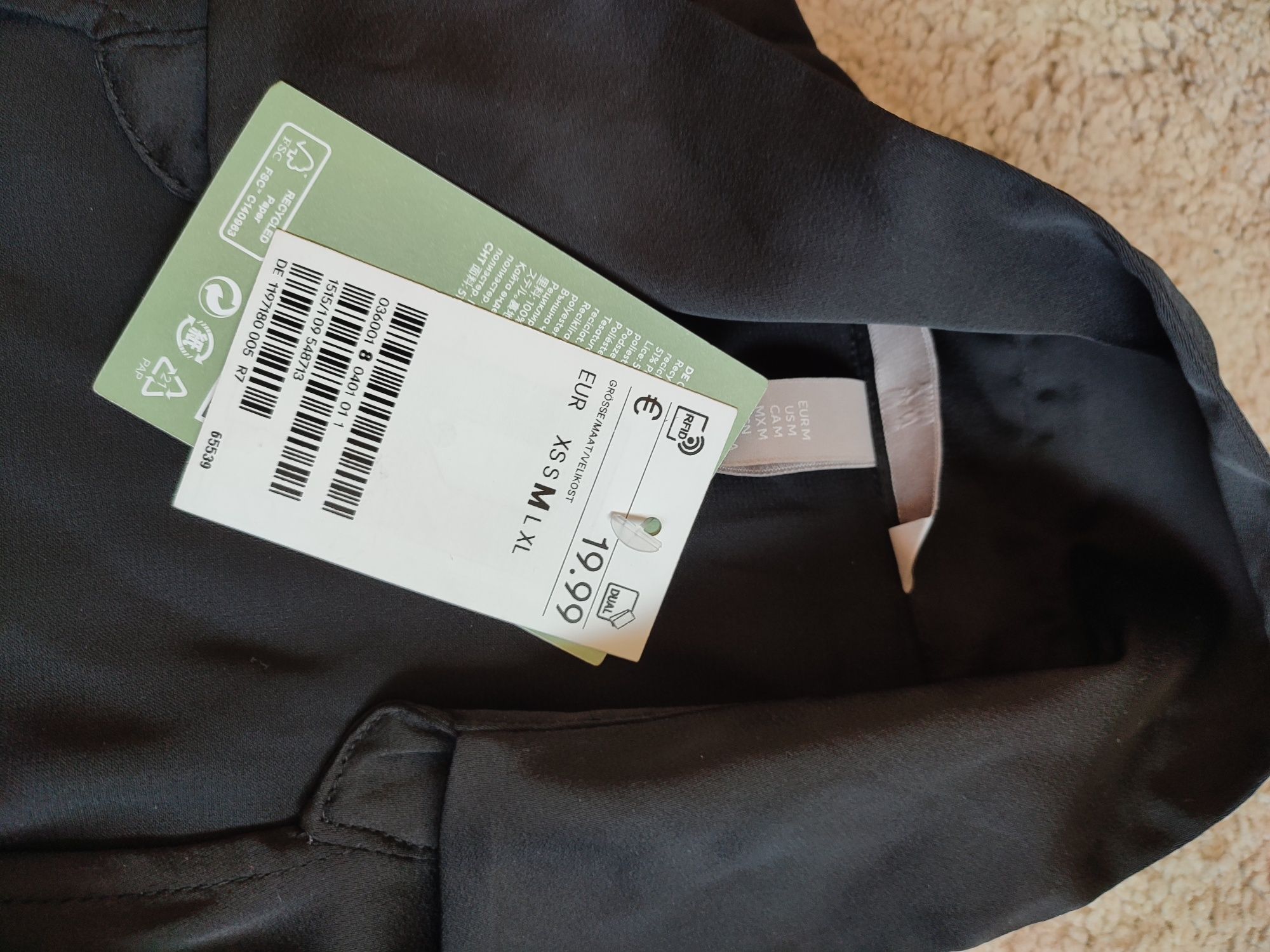 Nowa H&M czarna bluzka kopertowa m 38