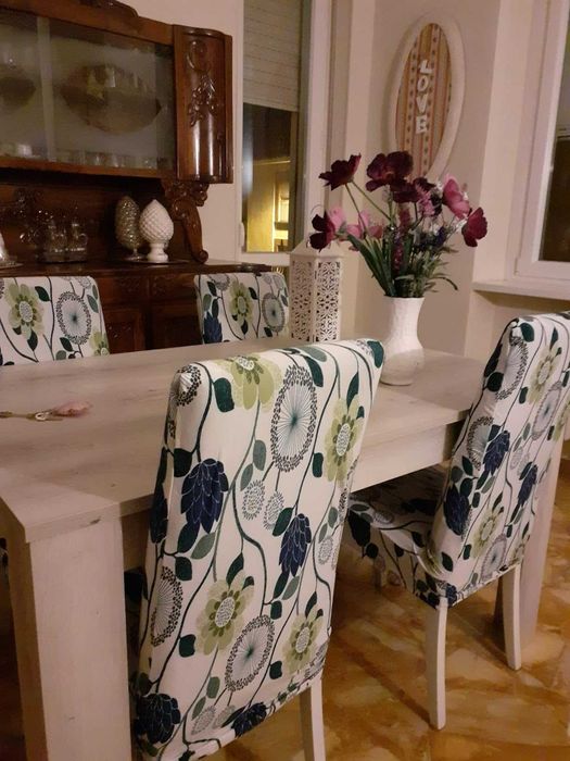 Pokrowce na krzesła elastyczne 4 sztuki komplet folklor kwiaty