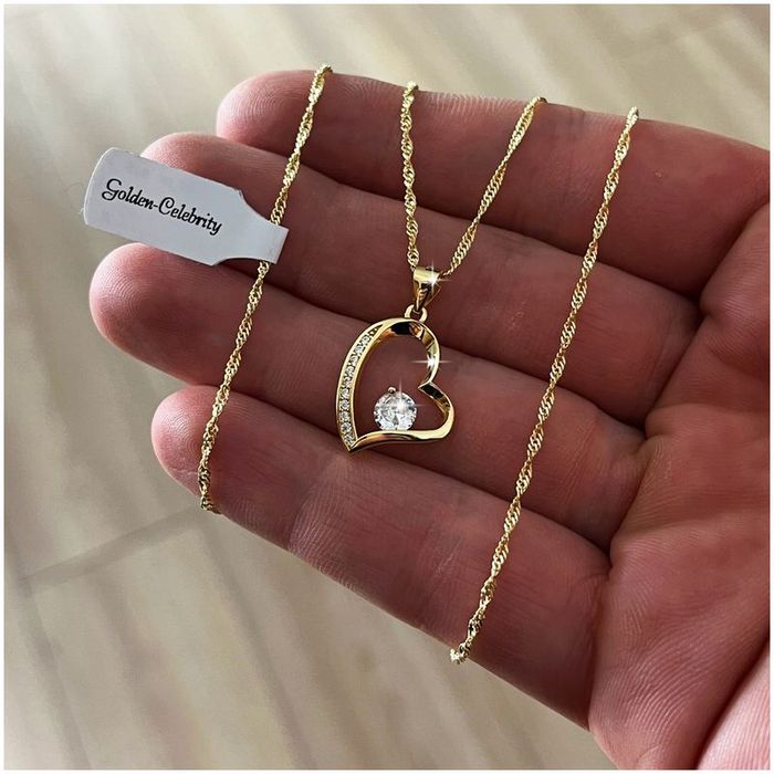 Łańcuszek Z Serduszkiem Pozłacany Srebrny Pr.925 Dla Dziewczynki Na Pr