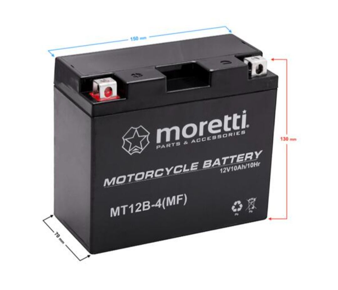 Nowy akumulator żelowy MT12B - 4 AGM Moretti