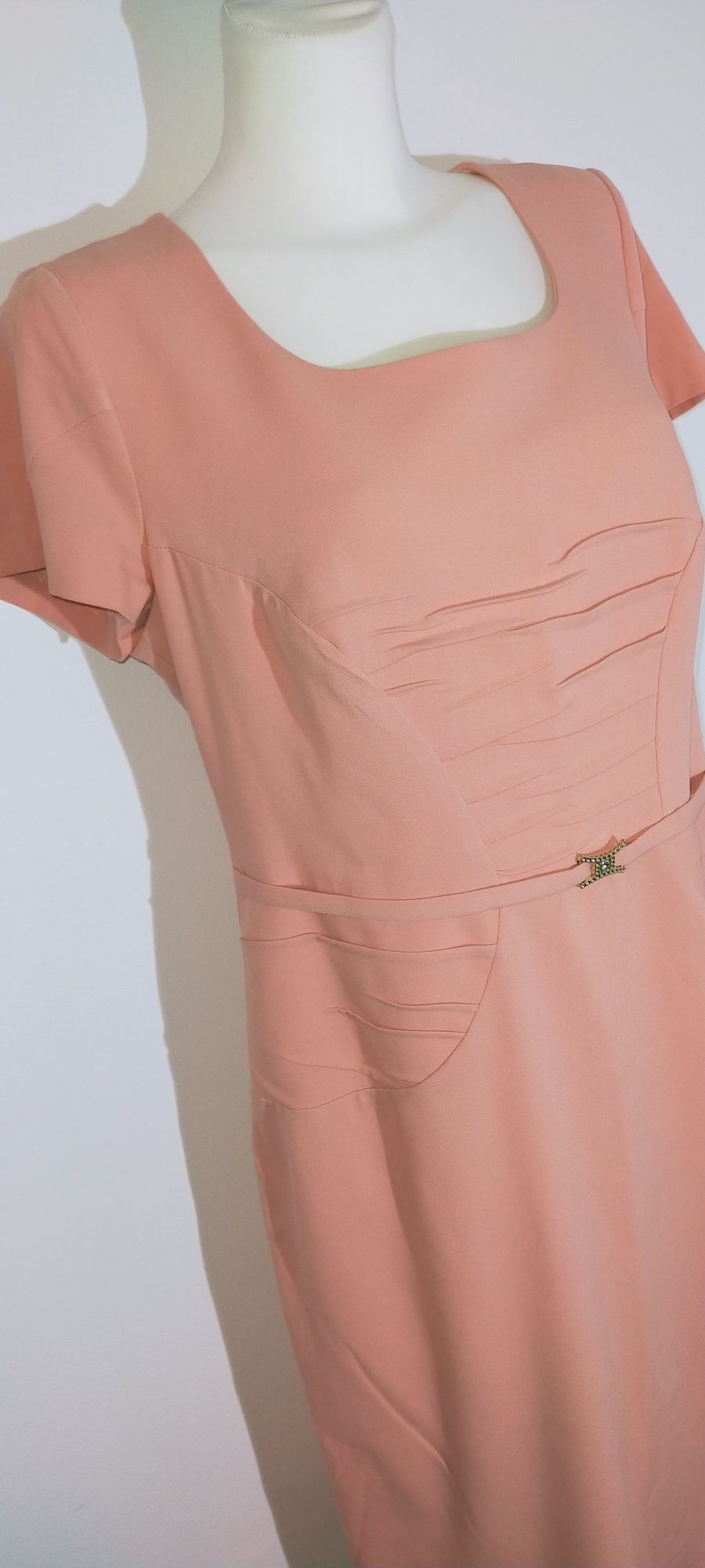 Sukienka midi ołówkowa żakiet garsonka komplet 42 xl malinowy