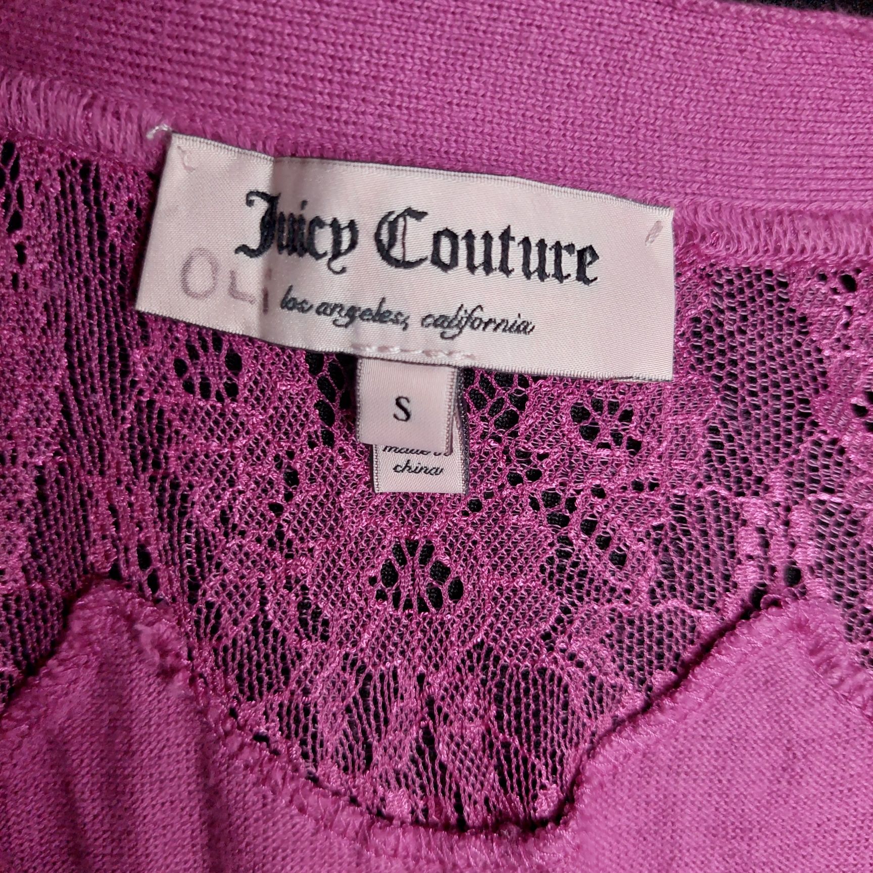 Sweterek z bawełny z dodatkiem koronki Juicy Couture z USA, S