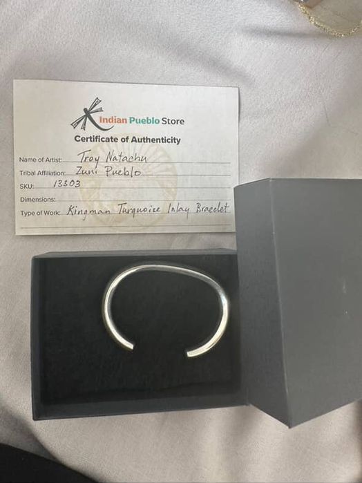 браслет Оригінал з сертефікатом Kingman Turquoise Inlay Bracelet,