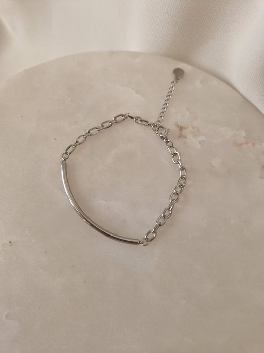 Srebrna bransoletka łańcuszek stal chirurgiczna Gloss Gold