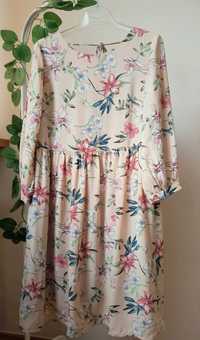 kremowa sukienka w kwiaty Femestage XS S 34 36