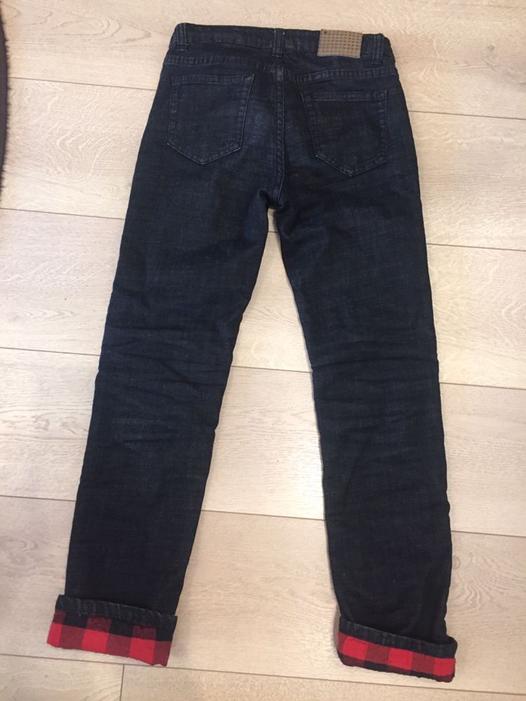 Штаны джинсы утепленные на подкладке теплые рост 134/140