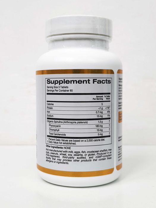 Органічна спіруліна California Gold Nutrition, 500 мг, 240/720 таб