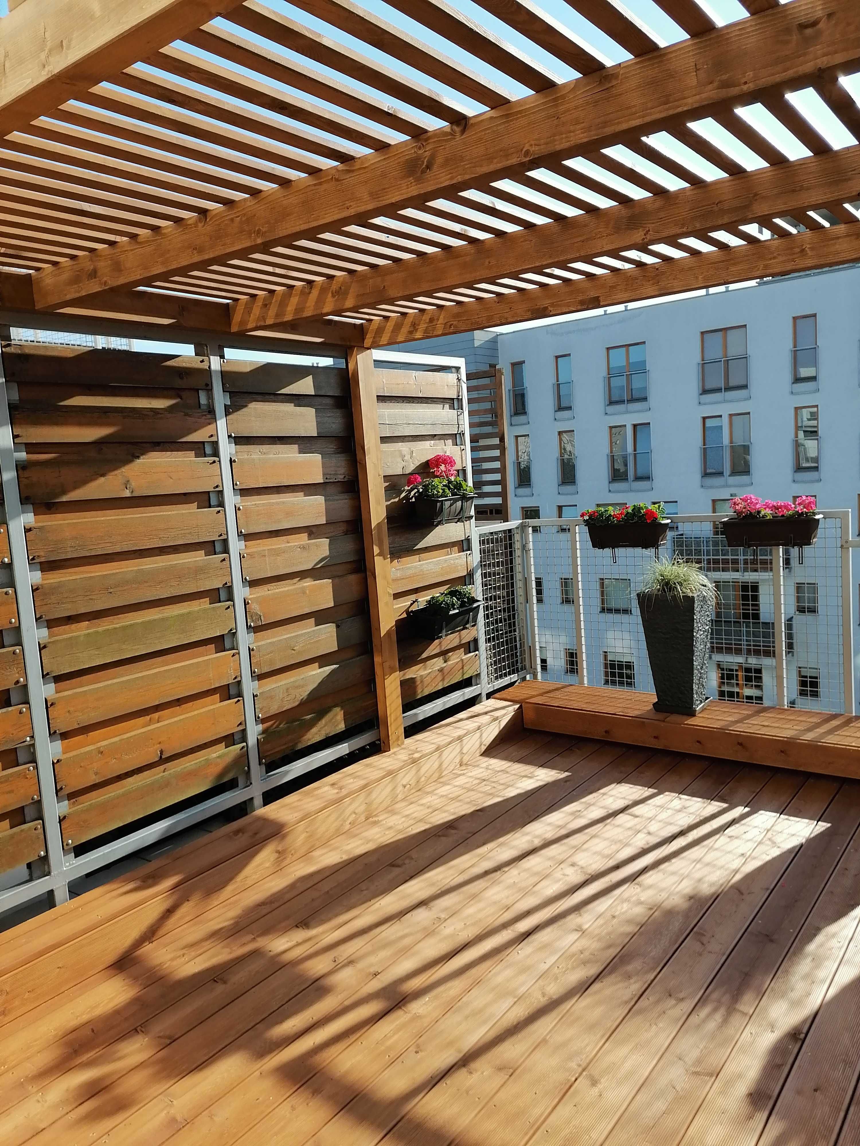 Pergola tarasowa na wymiar BSH, zadaszenie poliwęglan lity, taras