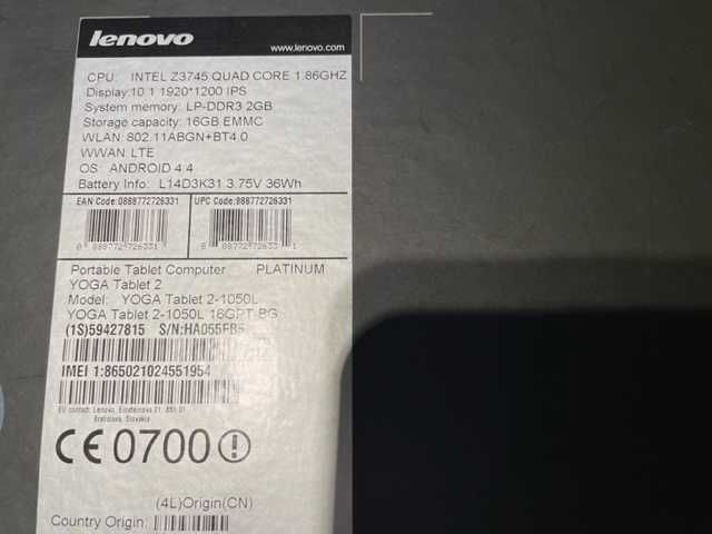 Tablet Lenovo - Yoga Tablet 2-1050L