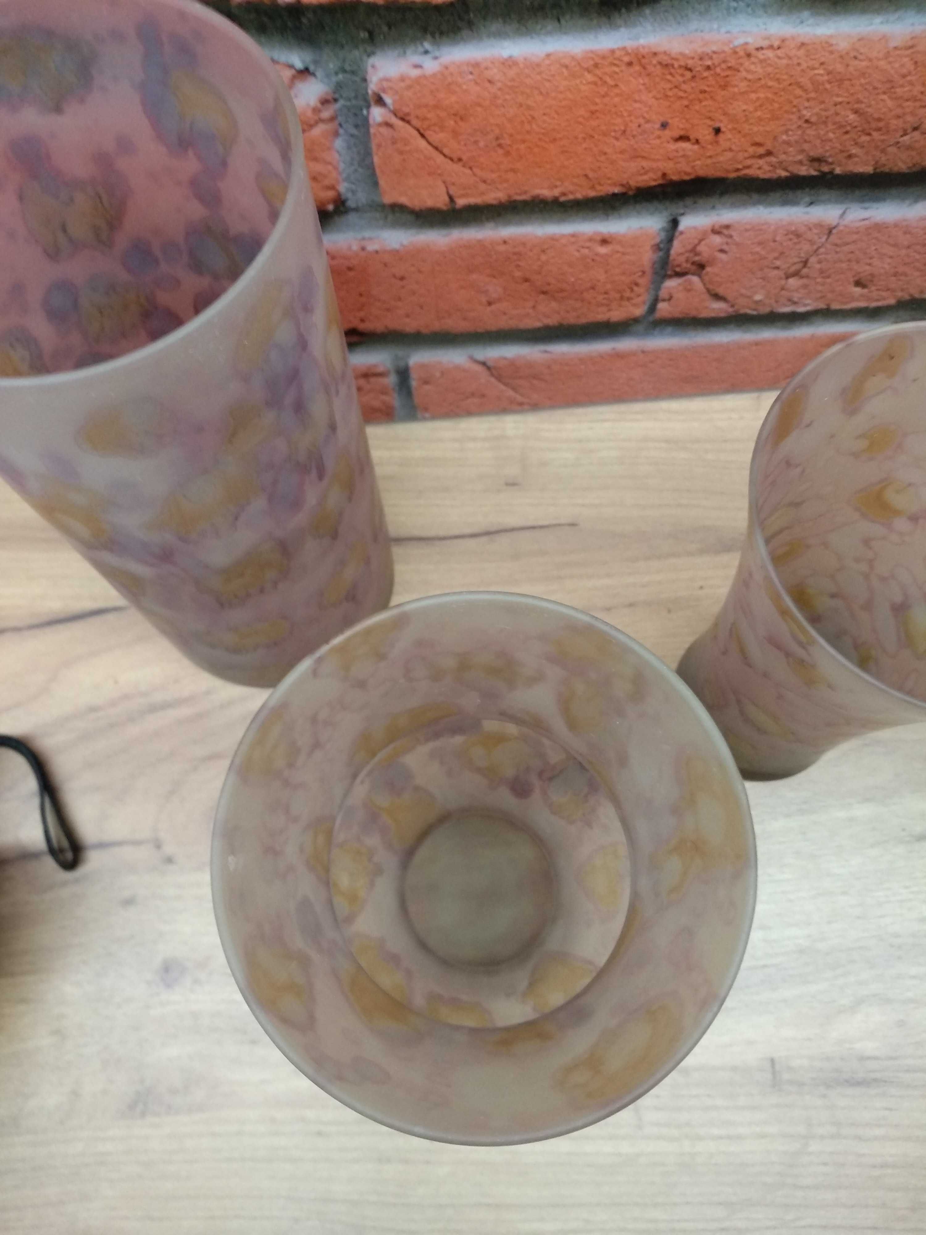 Zestaw trzech dużych wazonów szklanych stare PRL wazon