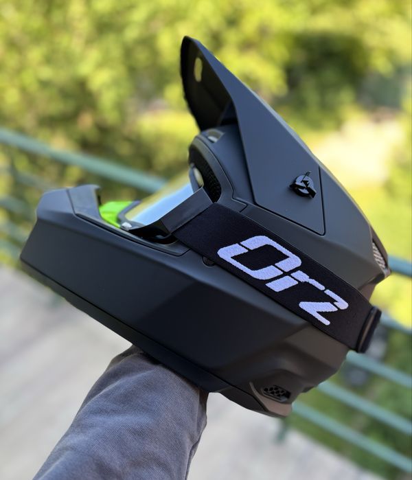 Ендуро кросовий шолом ORZ, Fox на мотоцикл шлем чорний мат з окулярами