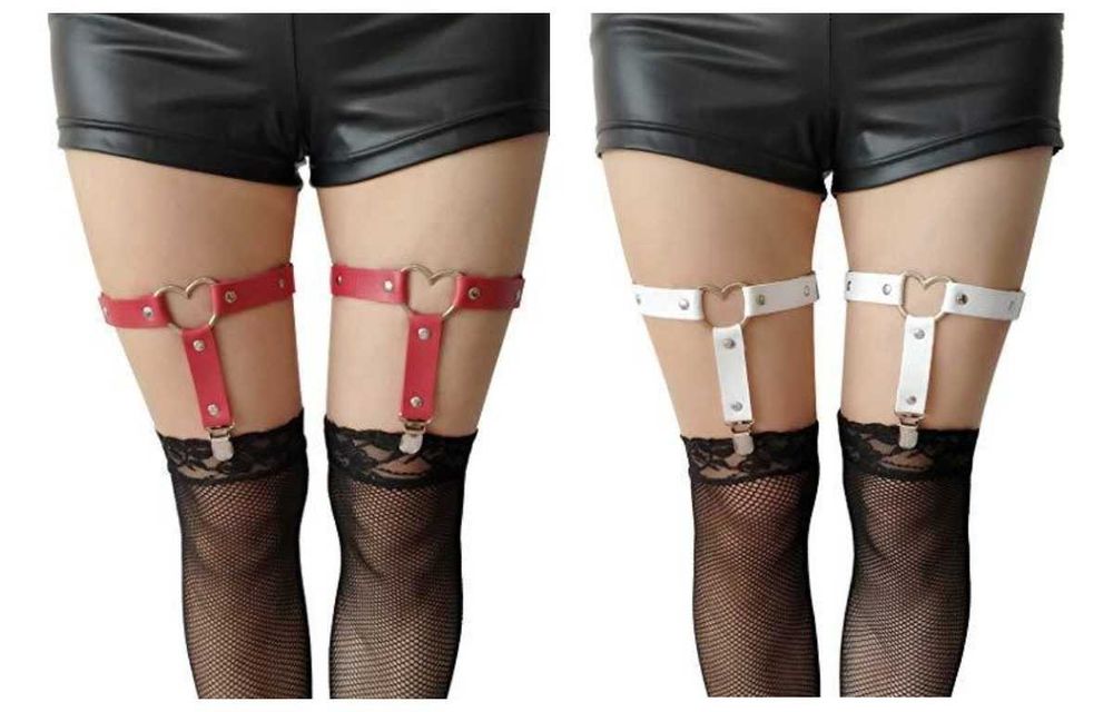 Подвязка гартеры сердце чокер кожа эротическое белье, еротична білизна
