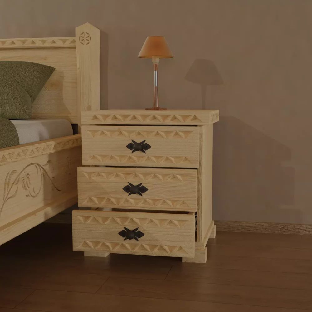 Szafka nocna w stylu góralskim, 3x szuflada !PRODUCENT!