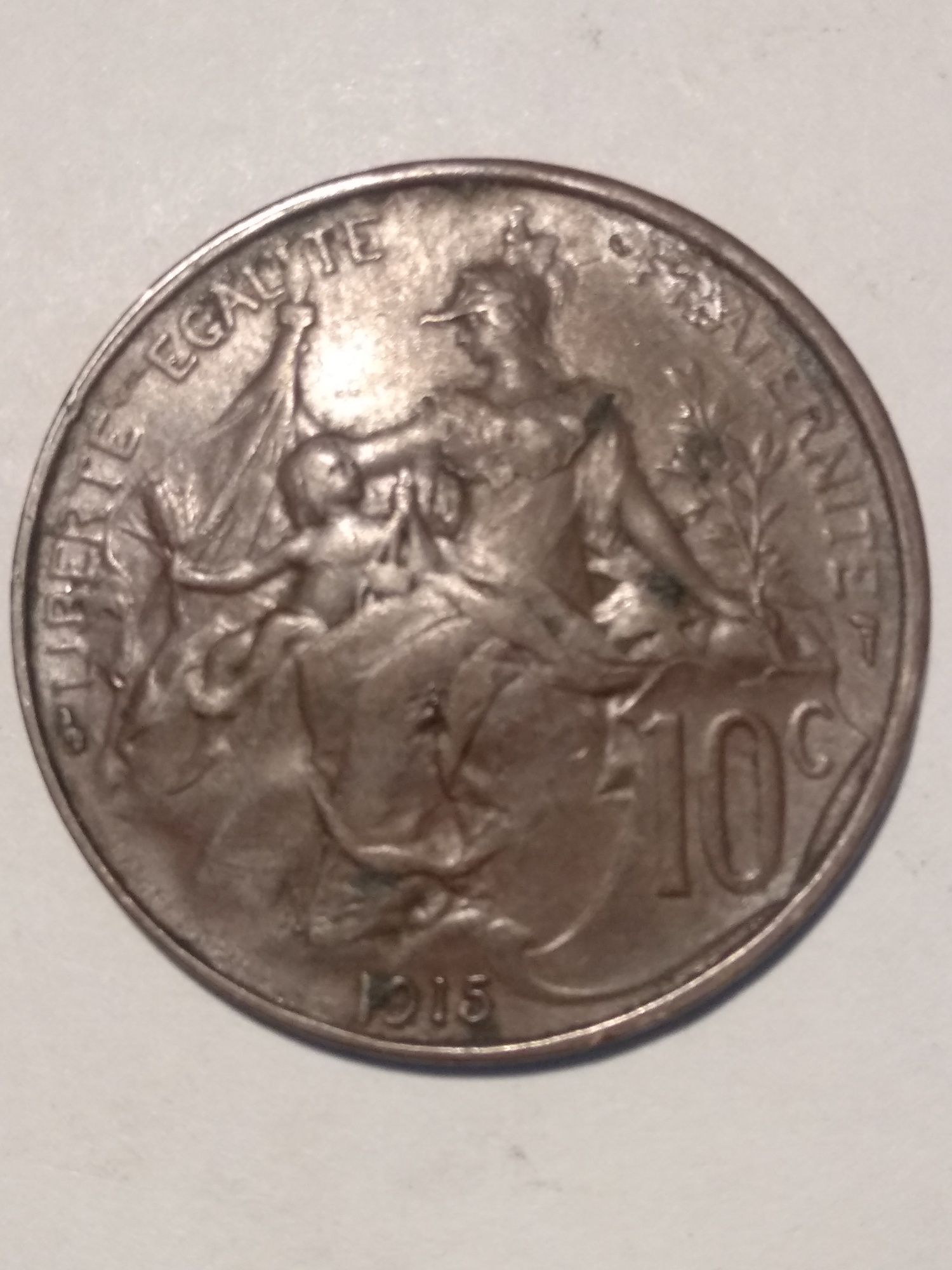 Moeda de 10 Cêntimos 1915 França em bronze