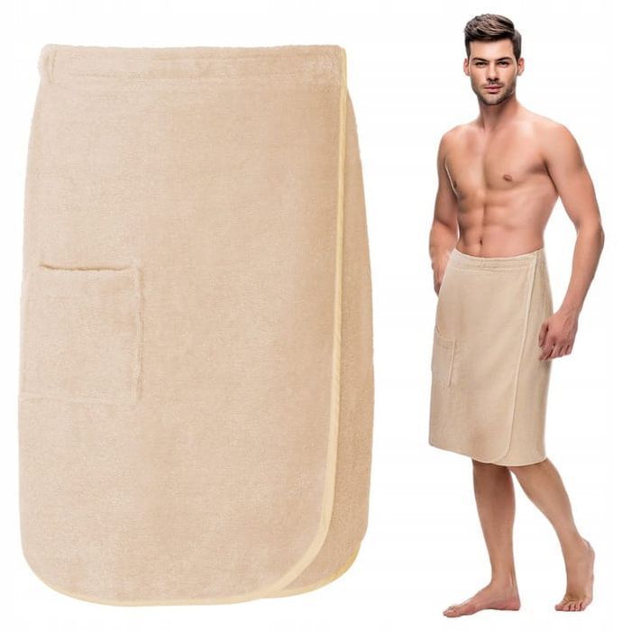 Kilt Ręcznik Kąpielowy Męski Do Sauny S/M Bawełna Frotte Spa Basen Beż