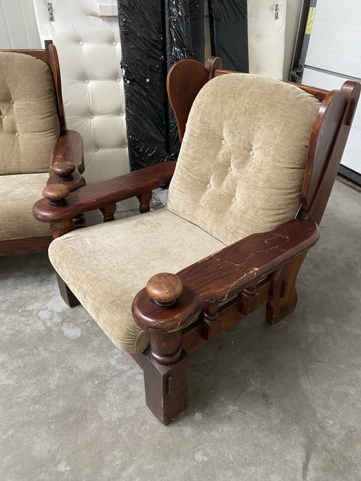 Zestaw meble drewniane sofa2x i  kanapa