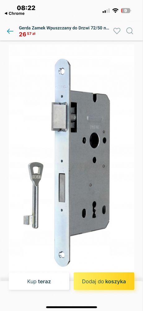 Zamek wpuszczany kaseta 72/55 LOB YETI H235