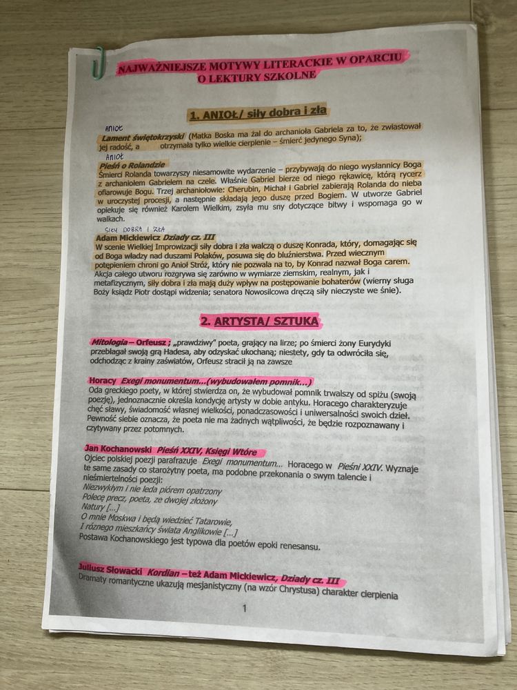 Repetytorium język polski + motywy literackie gratis