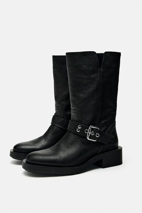 Козакі шкіряні жіночі Zara Зара 38