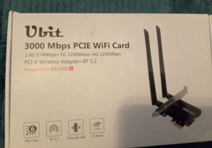Ubit Karta WiFi, trzypasmowa 3000 Mb/s WiFi 6 AX3000 PCIe karta WiFi