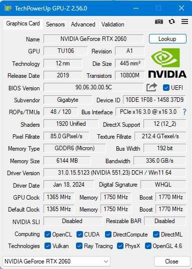 Karta graficzna RTX 2060 6GB oc