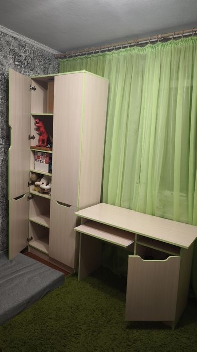 Меблі для дитячої кімнати: письмовий стіл та книжкова шафа.