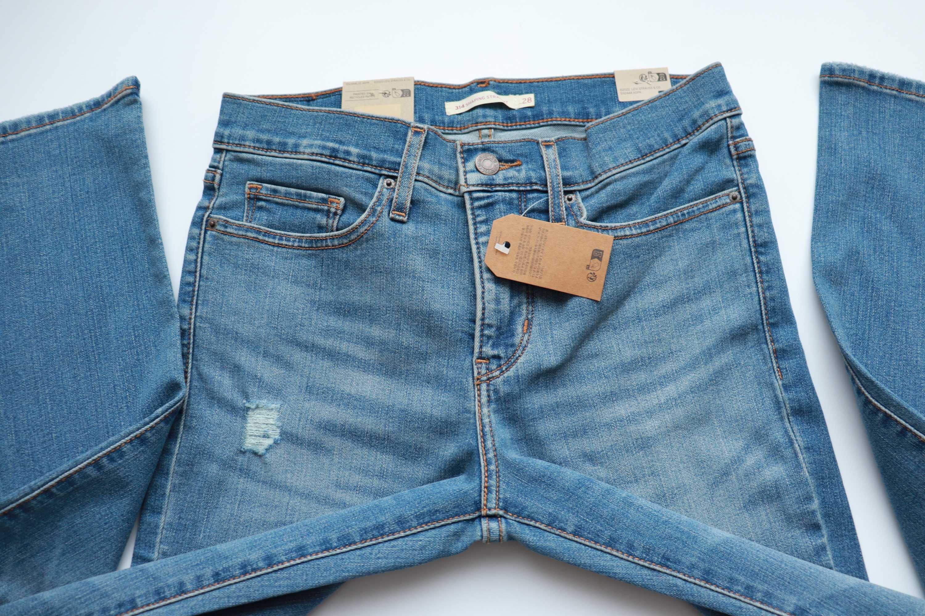 LEVIS 314 W28 L32 damskie spodnie jeansy nowe proste SHAPING STRAIGHT