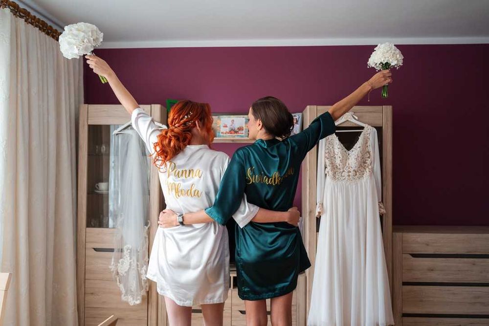 Zestaw czterech szlafroków Panna Młoda, Świadkowa, Mama, Siostra