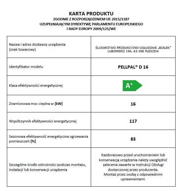 Kocioł na drewno PELLPAL D 16KW 100-160m2 5klasa